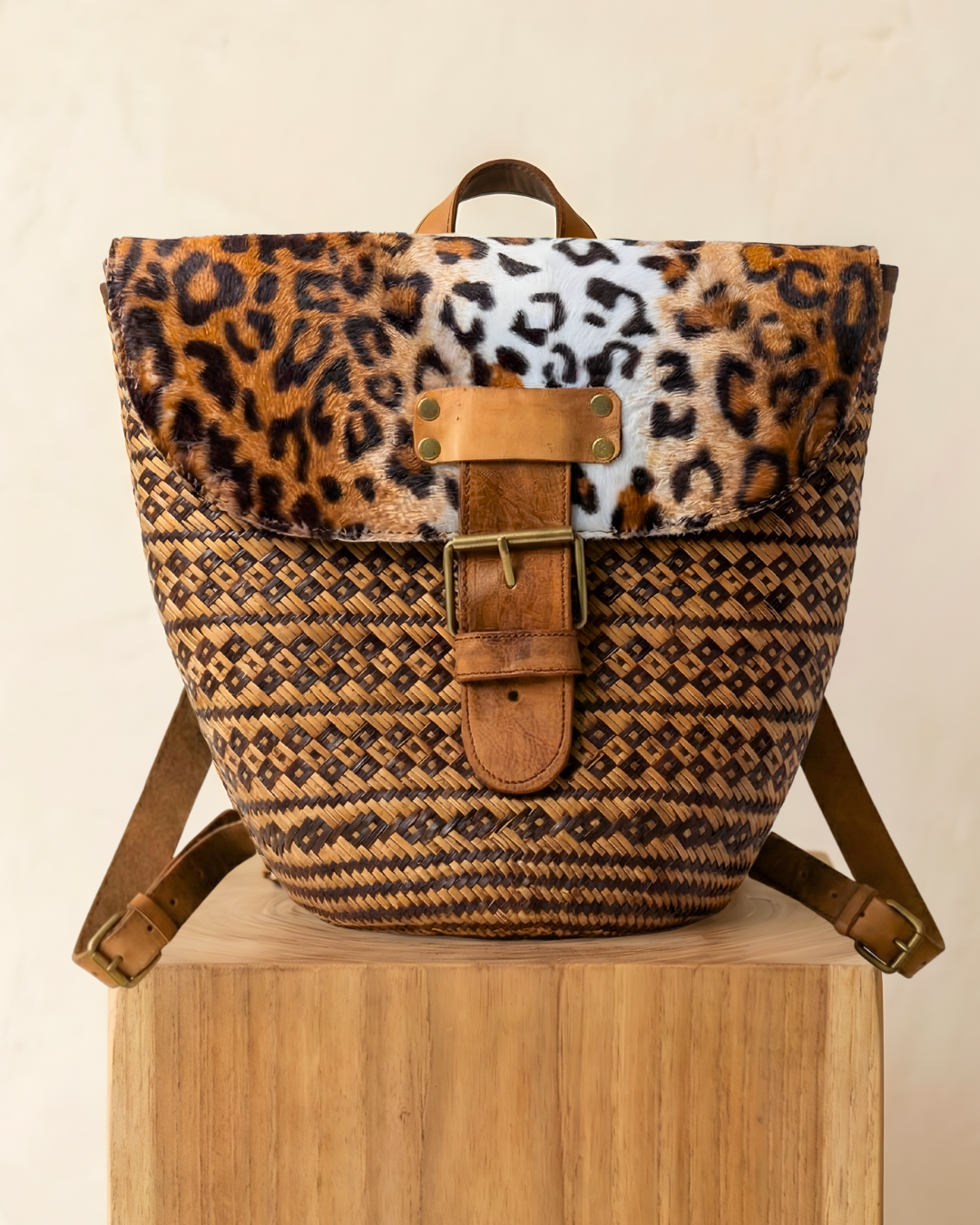 Boho-Tribal Backpack — Snow Leopard